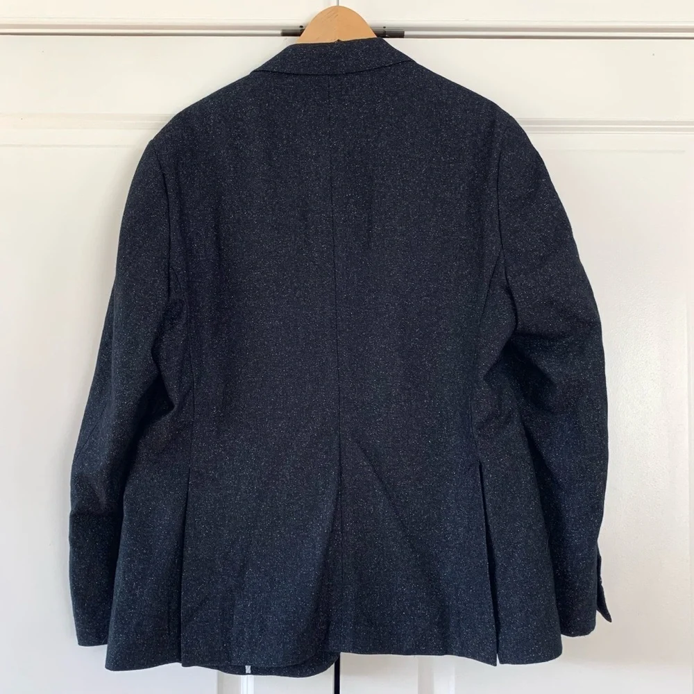 Haspel Blazer Jacket Gray Speckled Sports Coat Partially Lined Wool? Size 44 R